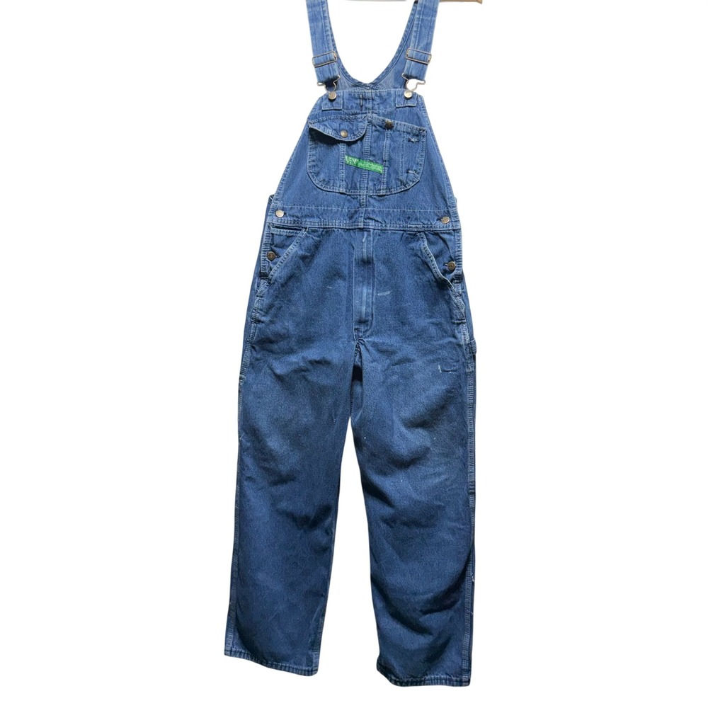 Key Imperial Bib Overalls Mens 34x30 Blue Denim Cotton Workwear Carpenter Pants